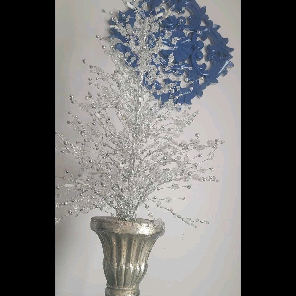 Silver Decorative Branch in Metallic Vase